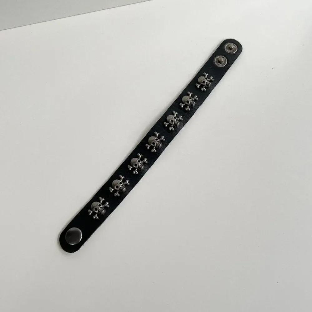 Y2K 2000s skeleton grunge punk black studded bracelet
